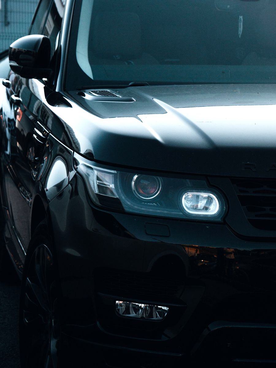 The front of a black Range Rover Sport