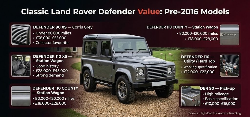 Classic Land Rover Defender Value of Pre-2016 Models: