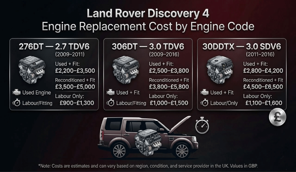Discovery 4 Engine Replacement Cost by Engine Code