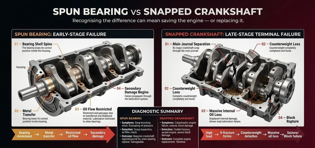 Spun Bearing vs Snapped Crankshaft: What's the Difference?